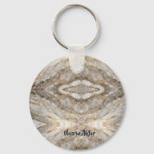 Moderne gebarsten goud witte marmer sleutelhanger (Voorkant)
