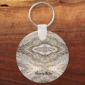 Moderne gebarsten goud witte marmer sleutelhanger (Voorkant)