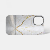 Moderne gebarsten goud witte marmer stylist iPhone hoesje (Achterkant horizontaal)