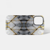 Moderne gebarsten goud witte & zwarte marmer iPhone hoesje (Achterkant horizontaal)