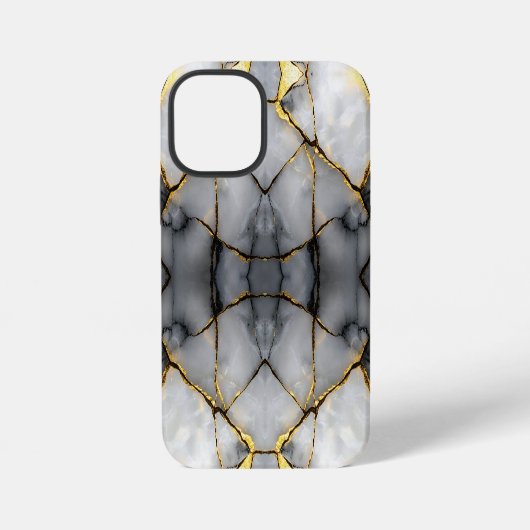 Moderne gebarsten goud witte & zwarte marmer iPhone hoesje (Achterkant)