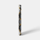 Moderne gebarsten goud witte & zwarte marmer iPhone hoesje (Linkerkant)