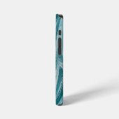 Moderne gebarsten gouden blauwe marmeren stylist iPhone hoesje (Linkerkant)