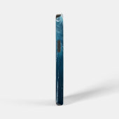 Moderne gebarsten gouden blauwe marmeren stylist iPhone hoesje (Rechterkant)
