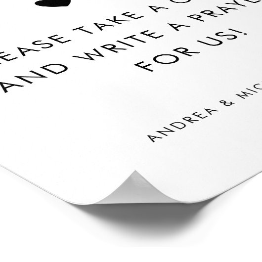 Moderne gebeden voor bruid en bruidegom trouwbord poster (Hoek)