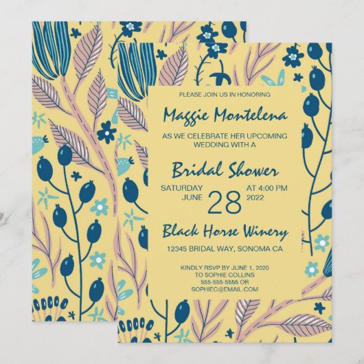 Moderne gebilderde botanische bridale doucheuitnod kaart (Voorkant / Achterkant)