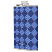 Moderne geblokte geometrische vormgeving met naam heupfles (Links)