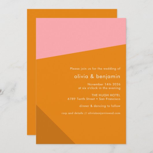 Moderne, gebluste Oranje weduwschap met gebluste g Kaart (Voorkant / Achterkant)