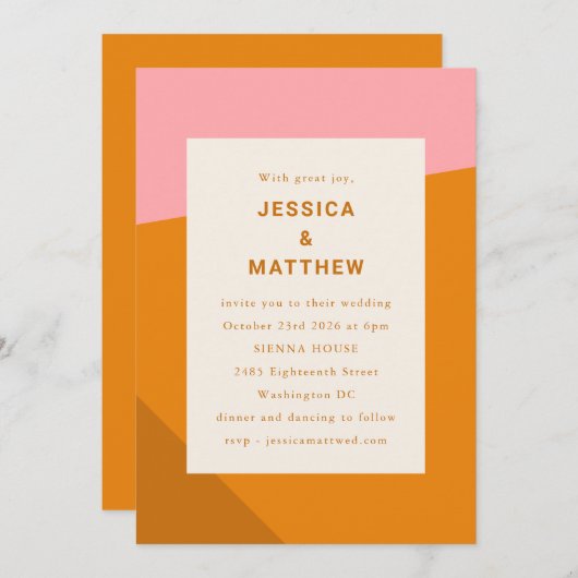 Moderne, gebluste Oranje weduwschap met gebluste g Kaart (Voorkant / Achterkant)