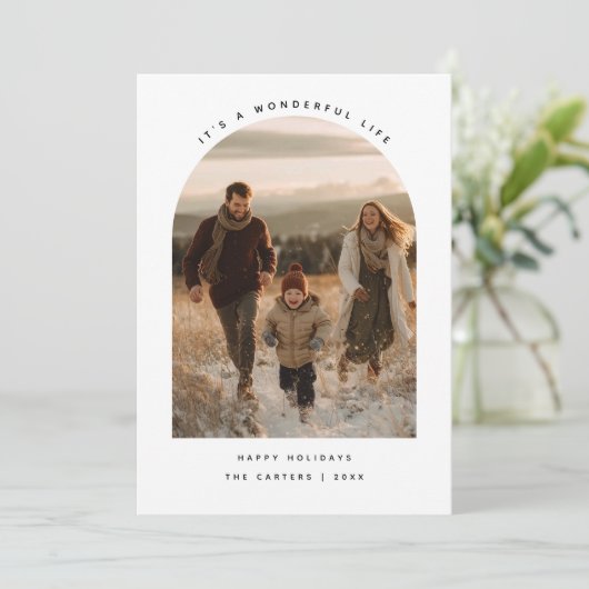 Moderne Gebogen Foto Het Leven is Mooi Feestdagenkaart (Staand voorkant)