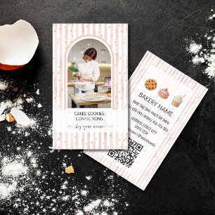 Moderne gebogen rozeBakkerij Chef foto Bakkerij Visitekaartje