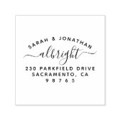 Moderne gebogen tekst getrouwd paar retour adres zelfinktende stempel (Design)