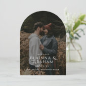 Moderne Gebogen Trouwfoto Bewaar de Datum Kaart (Staand voorkant)