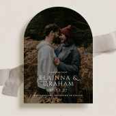 Moderne Gebogen Trouwfoto Bewaar de Datum Kaart