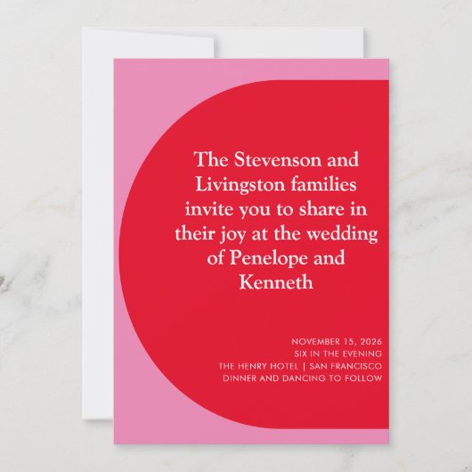 Moderne, gebold geometrisch afspeelbaar rood roze  kaart (Voorkant)