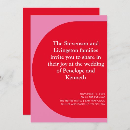 Moderne, gebold geometrisch afspeelbaar rood roze  kaart (Voorkant / Achterkant)