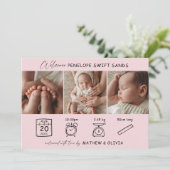 Moderne Geboorte Aankondiging 3 Foto's Collage Kaa (Staand voorkant)