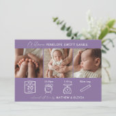 Moderne Geboorte Aankondiging 3 Foto's Collage Kaa (Staand voorkant)