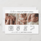 Moderne Geboorte Aankondiging 3 Foto's Collage Kaa (Voorkant)