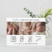 Moderne Geboorte Aankondiging 3 Foto's Collage Kaa (Staand voorkant)