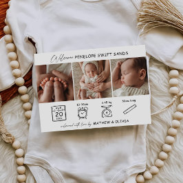 Moderne Geboorte Aankondiging 3 Foto's Collage Kaa