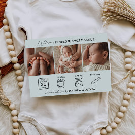 Moderne Geboorte Aankondiging 3 Foto's Collage Kaa