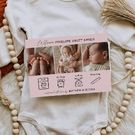 Moderne Geboorte Aankondiging 3 Foto's Collage Kaa