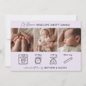 Moderne Geboorte Aankondiging 3 Foto's Collage Kaa (Voorkant)