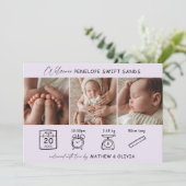 Moderne Geboorte Aankondiging 3 Foto's Collage Kaa (Staand voorkant)