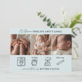 Moderne Geboorte Aankondiging 3 Foto's Collage Kaa (Staand voorkant)