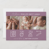 Moderne Geboorte Aankondiging 3 Foto's Collage Kaa (Voorkant)