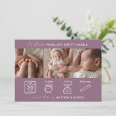 Moderne Geboorte Aankondiging 3 Foto's Collage Kaa (Staand voorkant)