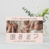 Moderne Geboorte Aankondiging 3 Foto's Collage Kaa (Staand voorkant)