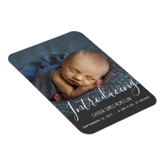 Moderne geboorte aankondiging foto magneet (Rechterzijde)
