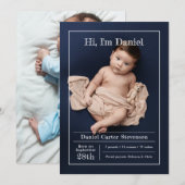 Moderne geboorte aankondiging met grid (Voorkant / Achterkant)