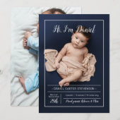 Moderne geboorte aankondiging met grid (Voorkant / Achterkant)