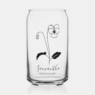 Moderne Geboorte Bloemen Februari Bruidsmeisje Gif Blikvorm Glas