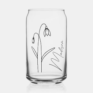 Moderne Geboorte Bloemen Januari Bruidsmeisje Gift Blikvorm Glas