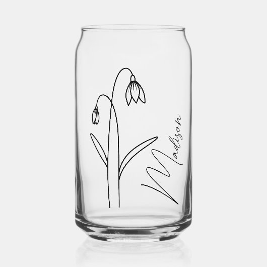 Moderne Geboorte Bloemen Januari Bruidsmeisje Gift Blikvorm Glas (Voorkant)