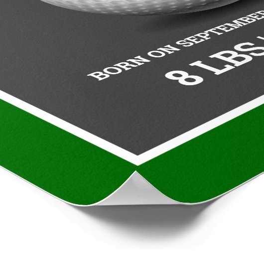 Moderne Geboorte Statistieken van Golfbal Baby Poster (Hoek)