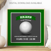 Moderne Geboorte Statistieken van Golfbal Baby Poster