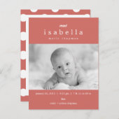 MODERNE Geboorteaankondiging Aankondigingskaart (Voorkant / Achterkant)