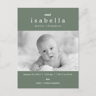 MODERNE Geboorteaankondiging Aankondigingskaart