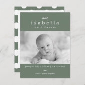 MODERNE Geboorteaankondiging Aankondigingskaart (Voorkant / Achterkant)