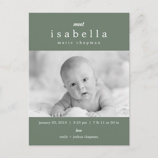 MODERNE Geboorteaankondiging Aankondigingskaart (Voorkant)