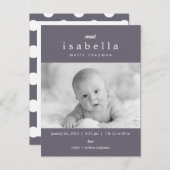 MODERNE Geboorteaankondiging Aankondigingskaart (Voorkant / Achterkant)