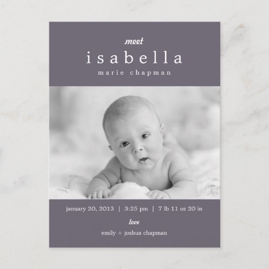 MODERNE Geboorteaankondiging Aankondigingskaart (Voorkant)