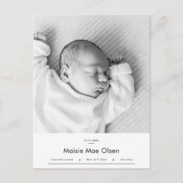 Moderne geboorteaankondiging baby foto ansichtkaar briefkaart