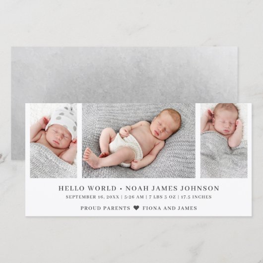 Moderne Geboorteaankondiging Foto Collage Kaart (Voorkant / Achterkant)
