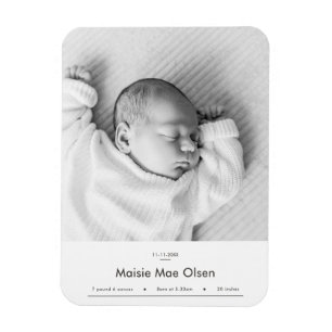 Moderne Geboorteaankondiging Fotokaart voor Baby's Magneet